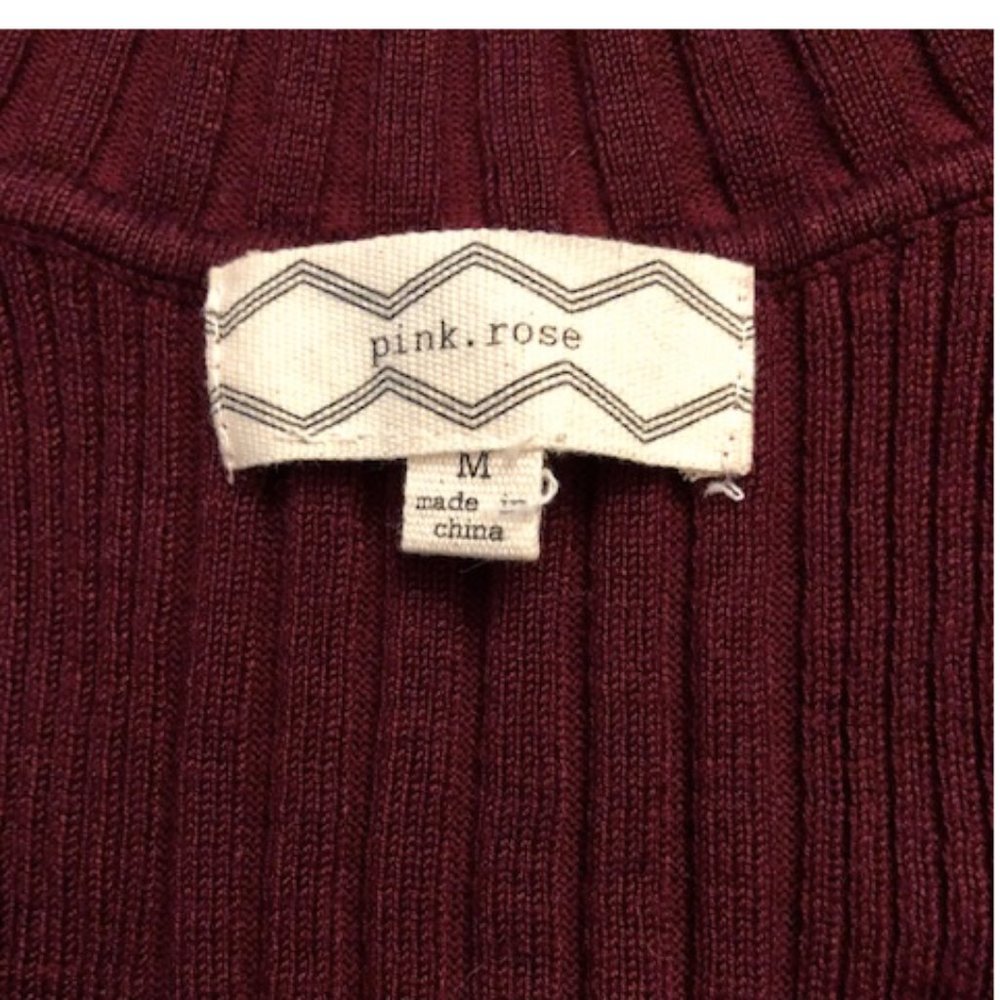 PINK ROSE Dark Red Ribbed Sweater Top Size M - Picture 5 of 6